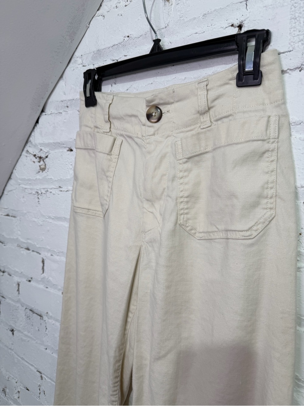 Maeve Collette Crop by Anthropologie Wide Leg Linen Blend Pants 24 Petite Flawed - Picture 6 of 10